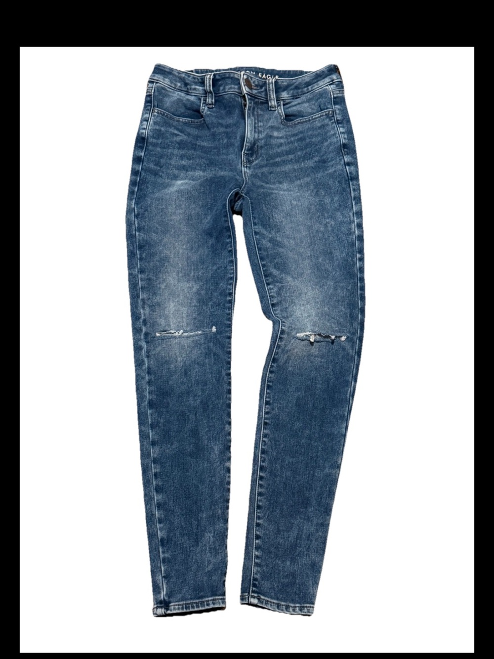 American Eagle Outfitters Blue Distressed Skinny Jeans